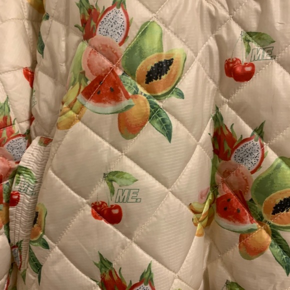 Melody Ehsani fruit print quilted pullover v-neckline and side pockets NWT - Picture 8 of 13